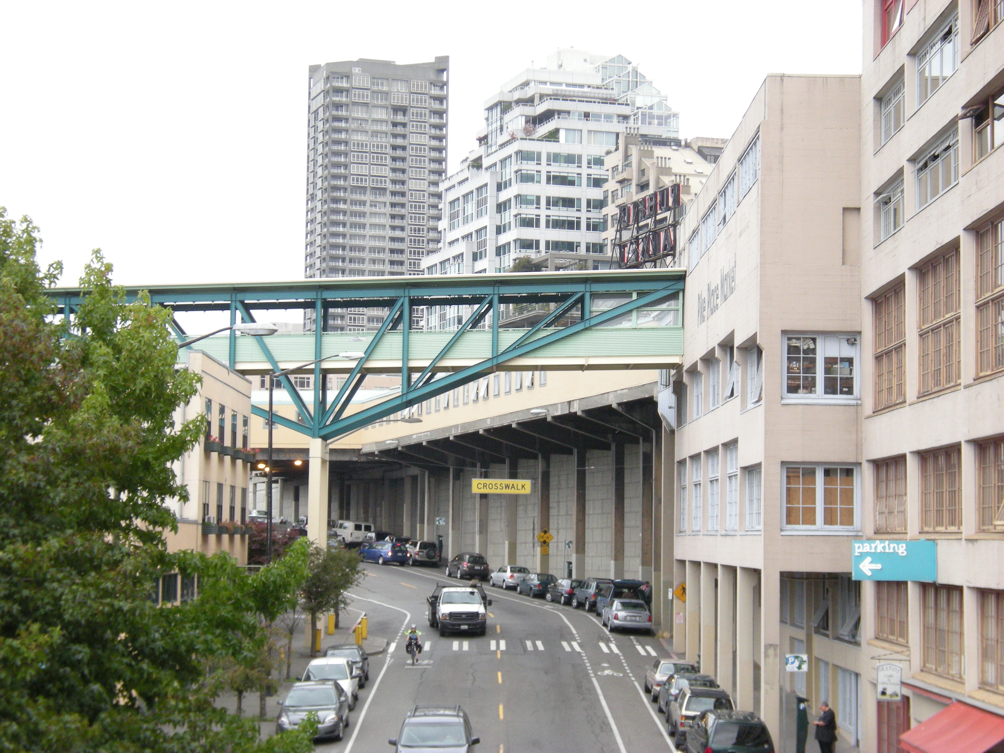 Western Avenue and the Pike Place Market hillside, Seattle